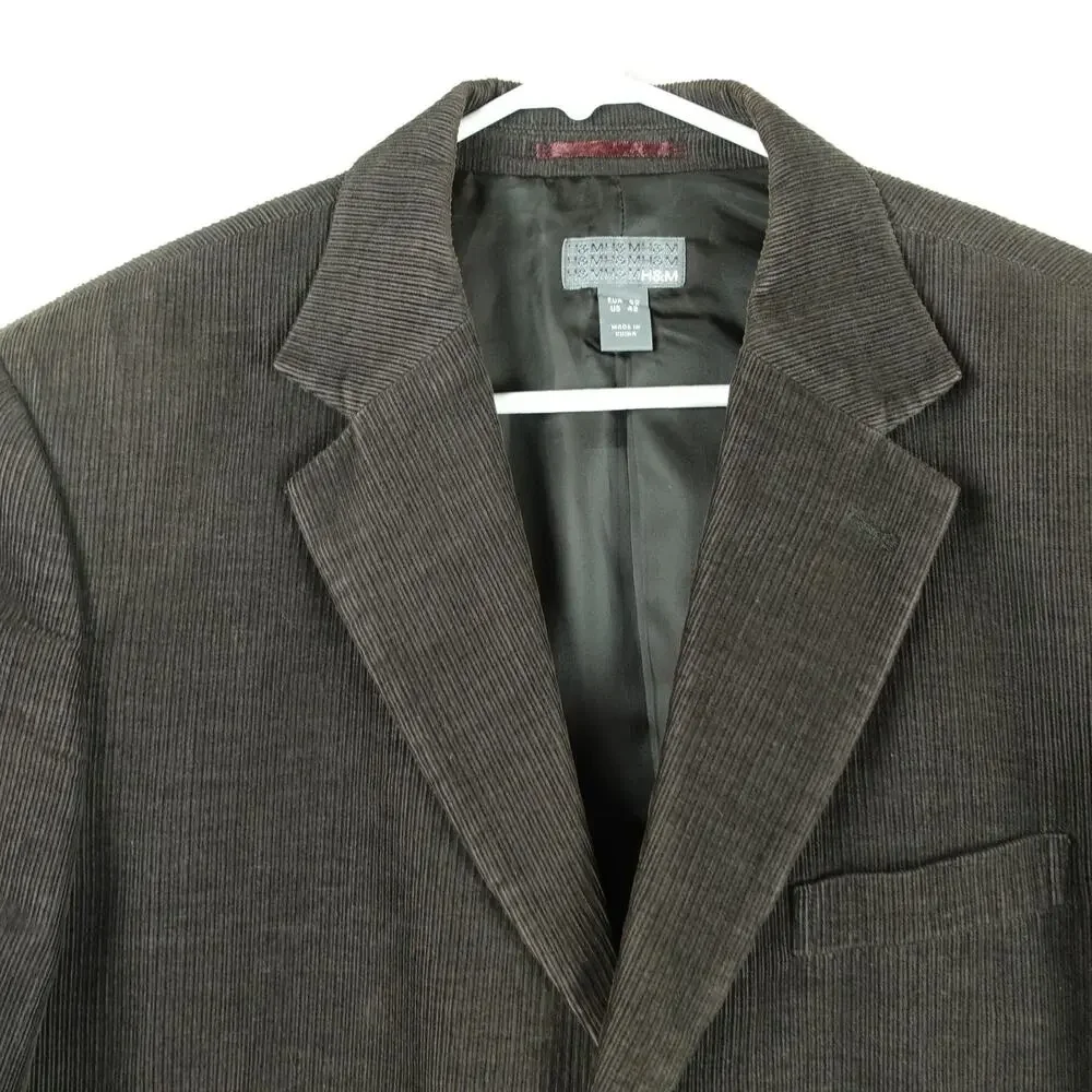 H&M Corduroy Blazer‎ Sports Jacket Mens SZ 42 3 Button Preppy Dark Academic